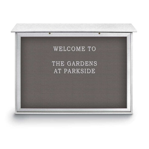 Outdoor Enclosed Combo Board, 48"x36", Blk Frame/Blk Porc & Medium Grey
